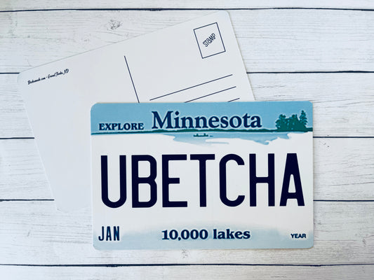 Postcard - Minnesota Plate - UBetcha
