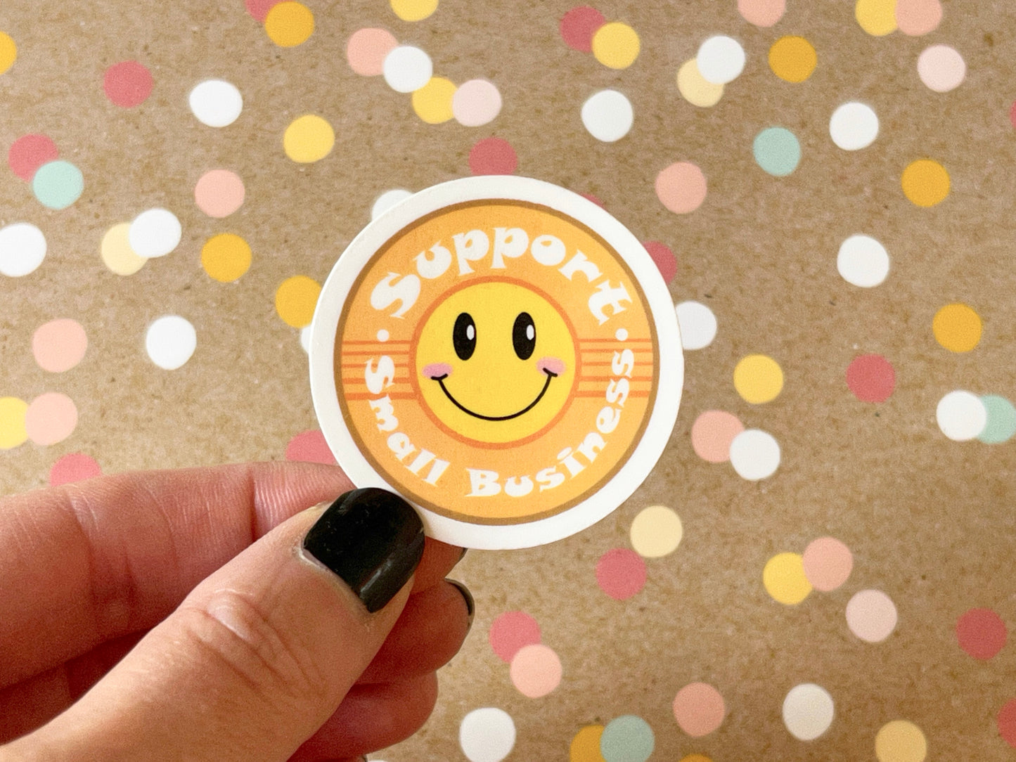 Support Small Business Smiley Face - Small Sticker