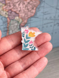 Acrylic Pin - Minnesota with Flowers - Whoopise Mistakes Sale