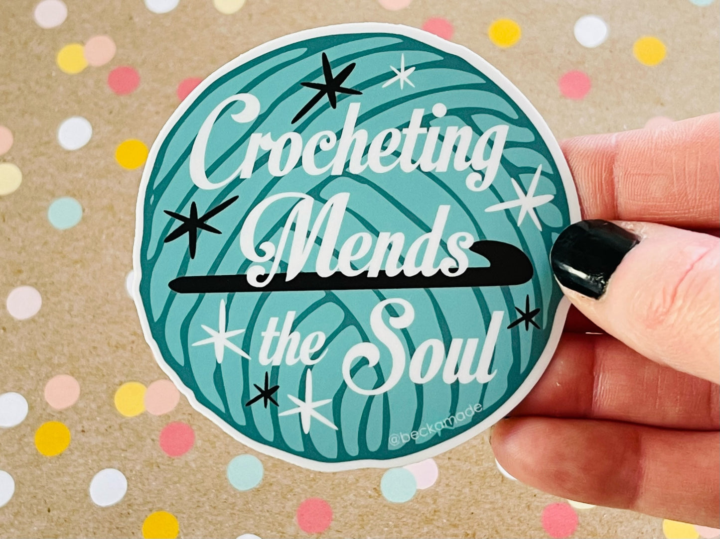 Crocheting Mends the Soul Sticker