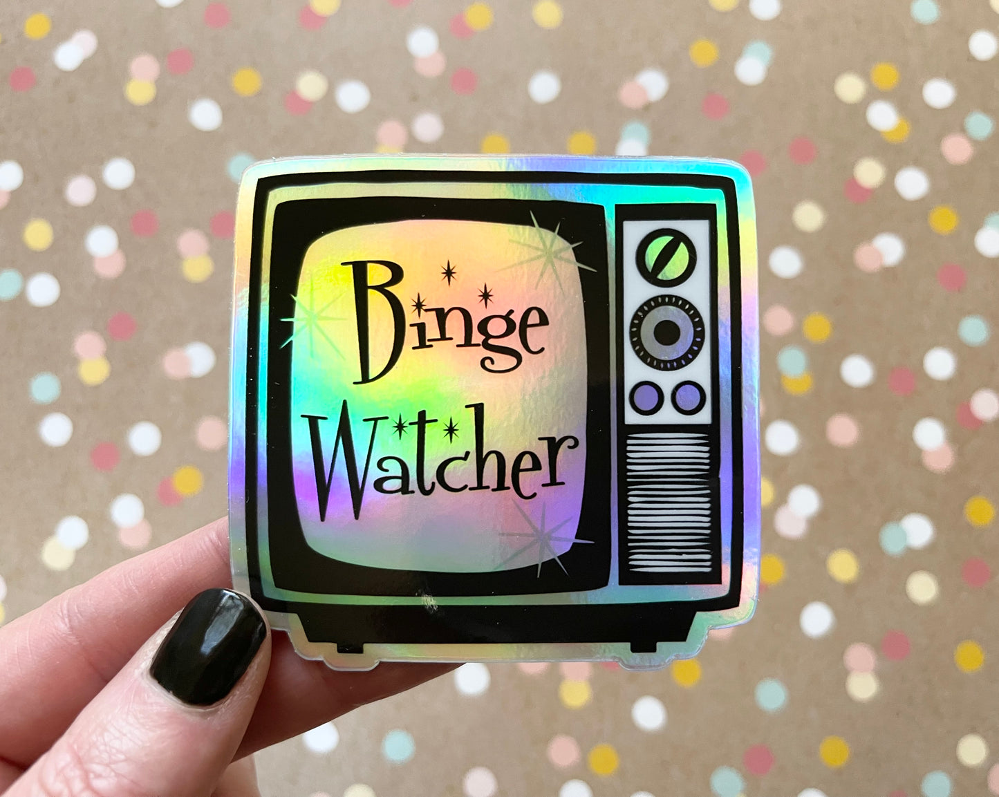 TV Binge Watcher Holographic Sticker