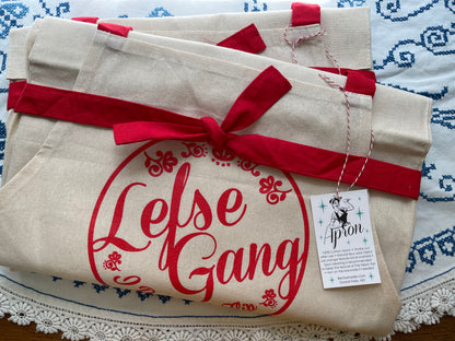 Apron - Last ones available - Lefse Gang Natural Flour Sack Cotton Apron with Pocket